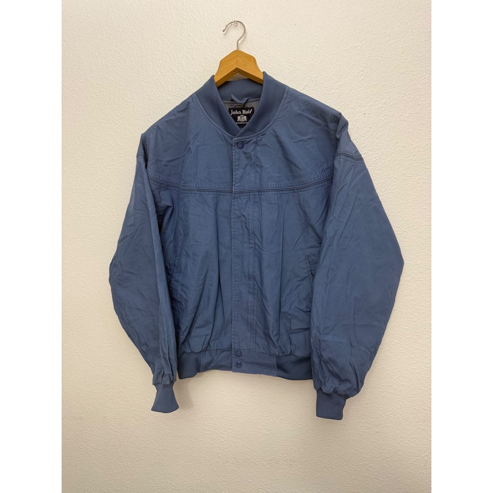 John Blair Mens Vintage Bomber Jacket Blue Medium Regular Full Zip Lightweight